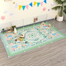 Glittme Guinea Pig Cage Liners 79"x 47"Reusable and Washable Guinea Pig Pee Pads Guinea Pigs Bedding Super Absorbent Guinea Pigs Mat Non Slip Pad for Small Animals