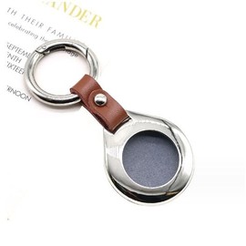 JXAXD AirTag Schlüsselanhänger, Metall/Leder Keychain, Kinder tracker GPS Accessories,Geschenk, AirTag Anhänger, AirTag Hülle,AirTag Halter, AirTag Case, AirTag Halterung (Silber-Braun)
