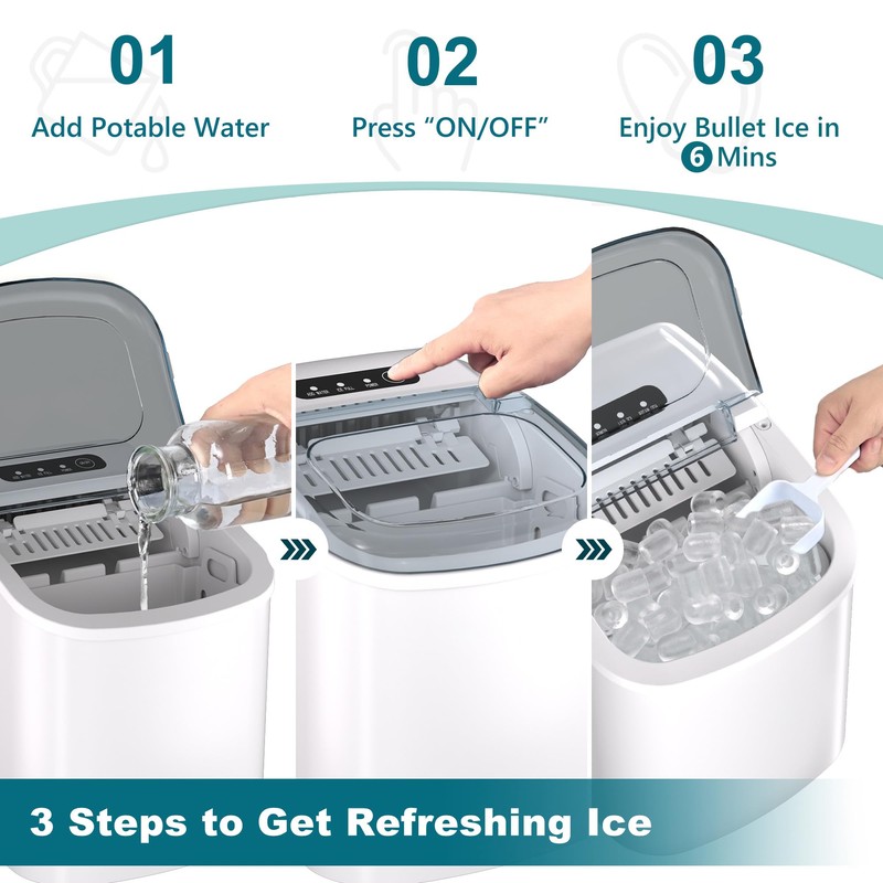EUHOMY Countertop Ice Maker Machine with Handle, 26lbs Per Day,