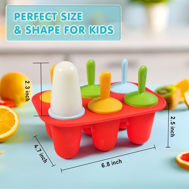 Miaowoof Silicone Popsicles Molds for Toddlers, 6-Cavity Non-BPA Premium Silicone