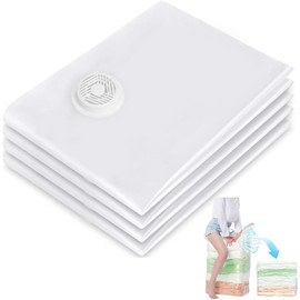 WOOWAIR 4 Stück Würfel Vakuumbeutel, 80x100x38cm Vacuum Bags, Transparente Aufbewahrungstasche, Extra große Vakuum Kleiderbeutel für Bettdecken, Bettwäsche, Steppdecken