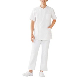 Nursley Daily Casey Jacket (Men's), Non-transparent, Wrinkle Resistant, Sweat Absorbent, Quick Drying, Stretch, Medical, Nursing, Lab Coat, Dental, white
