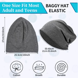 Slouch Beanies for Women, 3-Pack Soft Lightweight Cotton Slouchy Skull Cap Toques, Running Hats Sleeping Cap Chemo Headwear for Women Men