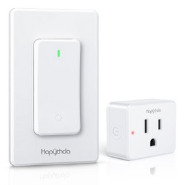 HAPYTHDA Remote Control Outlet, Wireless Wall Mounted Light Switch, 15A/1500W Remote Plug in On Off Switch for Lamps & Household Appliances, No Wiring, 300 FT RF Range, Compact Design, TUV Listed