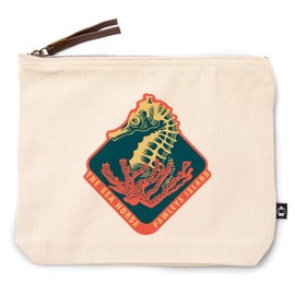 Lantern Press Pawleys Island, Seahorse, Woodblock, 100% Cotton Zipper Pouch, Travel Accessory, Go Bag