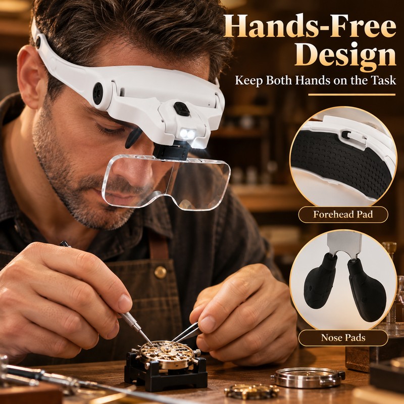  Hand-Free Magnifier for for Reading, Crafts, Detailed Work and
