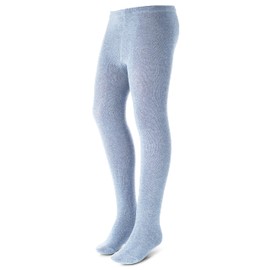 Zubii Mallas básicas para niñas | Mallas planas cómodas y suaves hechas de algodón transpirable | Grandes medias para uniforme o uso diario, Jean claro, 10
