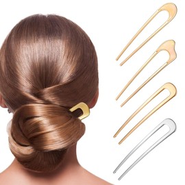 PEVRUAY 4 Stück U-förmige Haarnadeln Französischer Stil French Style hairpin Haarspangen Kopfschmuck für Frauen und Mädchen