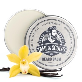 Vanilla Beard Balm (4 Oz), Beard Balm for Men, with Olive Fruit Oil, Coconut Oil, Shea Butter, Jojoba Seed Oil - Styles, Strengthens & Softens Beards, Leave in Conditioner Wax for Men