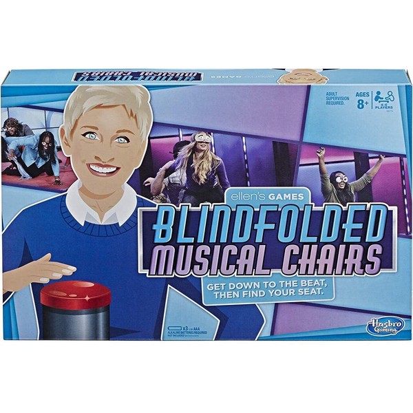 Hasbro Gaming Ellen's Games Blindfolded Musical Chairs Game, Ellen Degeneres Challenge for Ages 10 & Up
