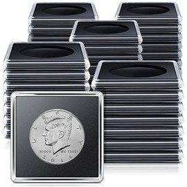 36 Pieces Half Dollar Coin Holders, 2 x 2 Inches Coin Capsule Silver Dollar Coin Holder Coin Snaps Plastic Coin Case for Collectors Coin Collection Supplies Coin Protectors