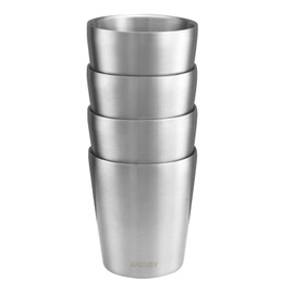 ANZUSY Stainless Steel Cups, 8.8 oz 4 Pack Insulated Metal Cups Double Wall Vacuum Tumbler Drinking Cups steel cups drinking for BBQ Home Office Party Driving