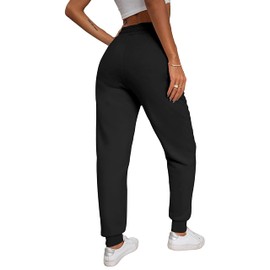 Yeokou Women's Warm Sherpa Lined Athletic Sweatpants Jogger Fleece Pants (Medium, Black)