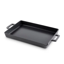 DASH Zakarian by Dash 9"x13" Nonstick Cast Iron Pan with Pour Spout and Removable Silicone Grips for Searing, Baking, Broiling, Grilling and more- Black