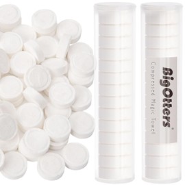 BigOtters - 100 toallas comprimidas, toallitas de camping con contenedores de tubo, para el hogar, belleza, al aire última intervensión, senderismo