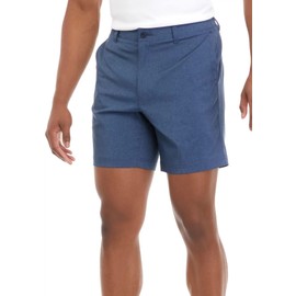 PGA TOUR Men's 7" Flat Front Golf Shorts with Active Waistband, Deep Navy Heather, 34