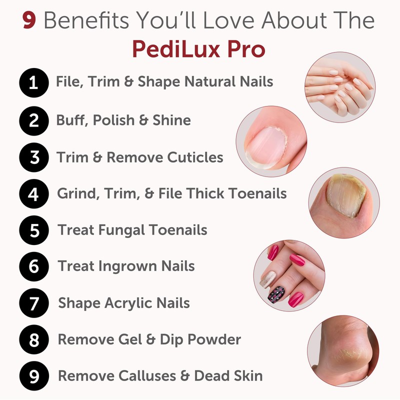 PediLux Pro Professional Manicure Pedicure Kit, Cordless Electric Nail File