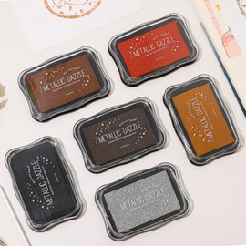 Metallic Ink Pads for Rubber Stamps, Washable Stamp Ink Pad, Ink Pads for Stamping, Embossing Craft Ink Pad Stamps Partner DIY Color for Wedding Card Making Scrapbook Wood Paper, Copper