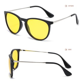 WDZAYXC Retro Oval Polarised Sunglasses for Men and Women, UV400 Protection, black/yellow