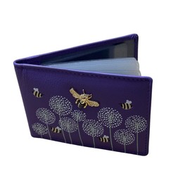 Mala Leather Moonflower Bee Card/ID Holder (Purple)