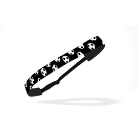 RAVEbandz! Women's Adjustable Elastic Headbands - (Soccer Prints) - for Fashion or Workouts - Non Slip Velvet Lined 1 Inch (Black)