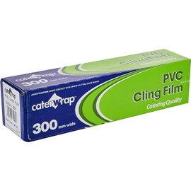 Cling Film All Purpose Food Wrap Cutter Box PVC Catering Quality Kitchen Food Seal Wrap Film - 300mm x 300m