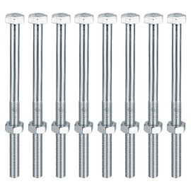 M10 Hex Bolts with Nuts, M10 x 160 mm Hex Screws with Shank, Galvanised Machine Screws, Partially Threaded Screws, Hex Screws for Metal Construction, Car