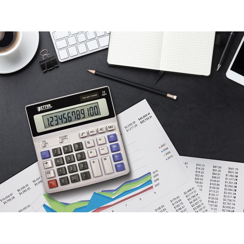 Better Office Products Extra Large Electronic Desktop Calculator, 12-Digit LCD