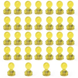 MHDMAG Magnetic Push Pins Powerful Push Pin Magnets for Fridge Whiteboards Calendars Maps in School & Office Pack of 32,Yellow