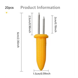 OUDQFCJ Pack of 20 BBQ Corn Holders Stainless Steel Corn on the Cob Skewers Corn Cob Holder with Double Prongs Corn Picks for Grill Corn Cob Grill Accessories