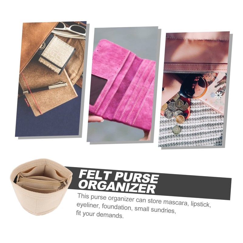 Baluue Felt Purse Organizer Insert for Tote Bags Durable Makeup