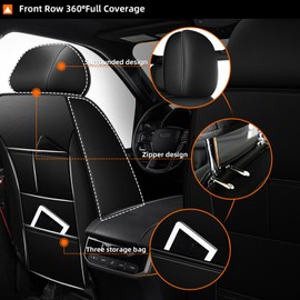 RAWAKORW Custom for Ford Bronco Seat Covers 4 Door 2021 2022 2023 2025, Front Seat Covers Waterproof Leather Full Coverage Truck Seat Cover(2Seat Black)