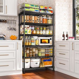 RaybeeFurniture 4-8 Tier Wire Metal Shelving Storage Rack Adjustable Shelves, Standing Shelf Units, for Laundry Kitchen Pantry Closet Balcony - Size: 4 Tier-45.3''W*17.7" D*63''H