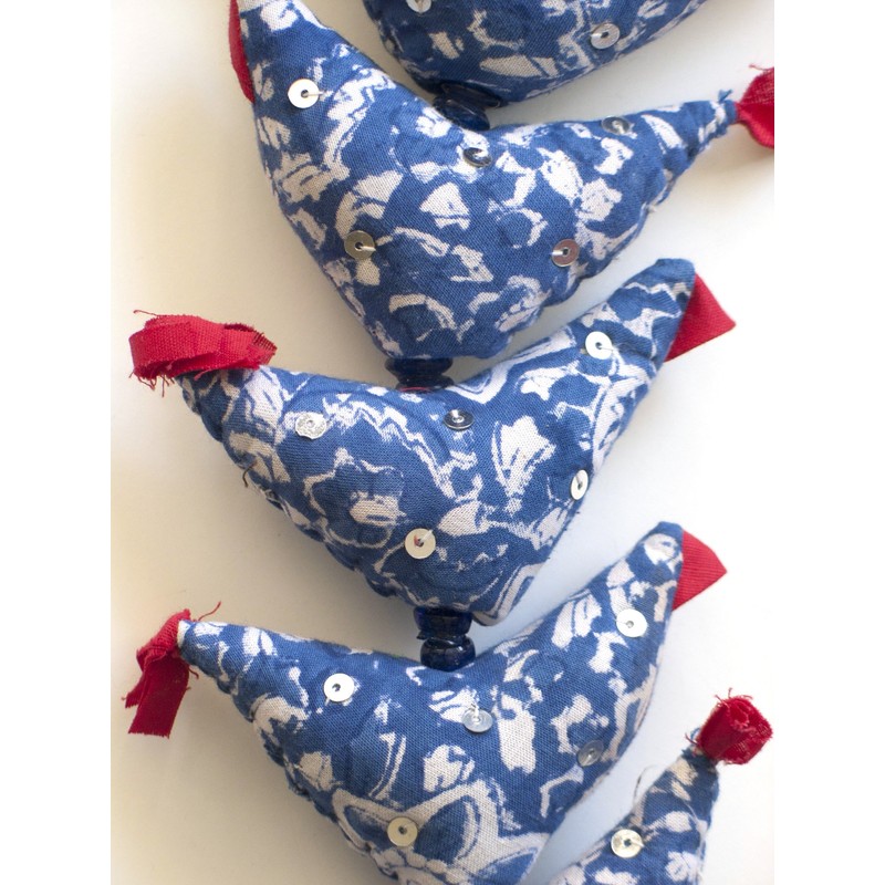 Mango Gifts Prosperity Hens Indigo Fair Trade 40 inches India