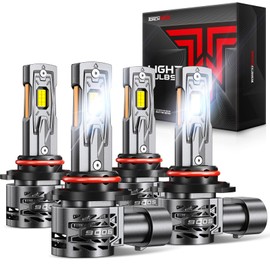 Torchbeam 2026 10X Super Brighter 9005/HB3 9006/HB4 Bulbs Combo, 120,000LM, 1:1 Size, 6500K Cool White, 80000Hrs Long Life with 13000RPM Cooling Fan, 360° Adjustable Beam, Pack of 4