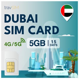 travSIM SIM Card for Dubai | 15 Days - 5GB Data SIM | 5G/4G High Speed Data | Unlimited Internet Access for Google, Facebook, Whatsapp, Instagram and More
