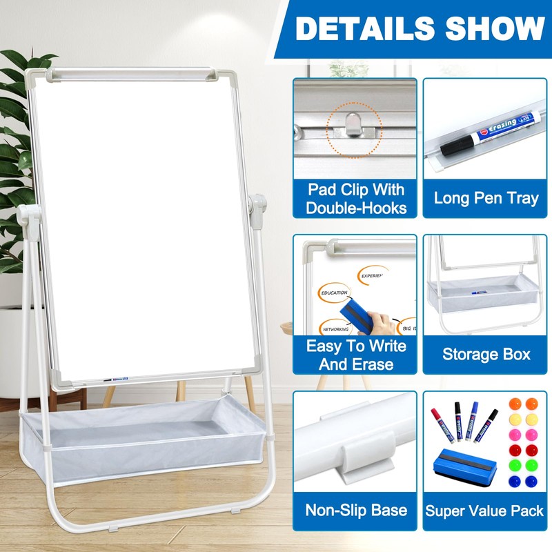 Dry Erase White Board with Stand Double Sided 36"X24" Magnetic