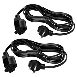 Elecan - Cable de extensión de enchufe plano de 1 pie, paquete de 2 con diseño de enchufe delgado que ahorra espacio, cable plano delgado cable de alimentación de perfil bajo, cable de alimentación de 3 clavijas, calibre 16 13 A/125 V-negro-ETL certifica