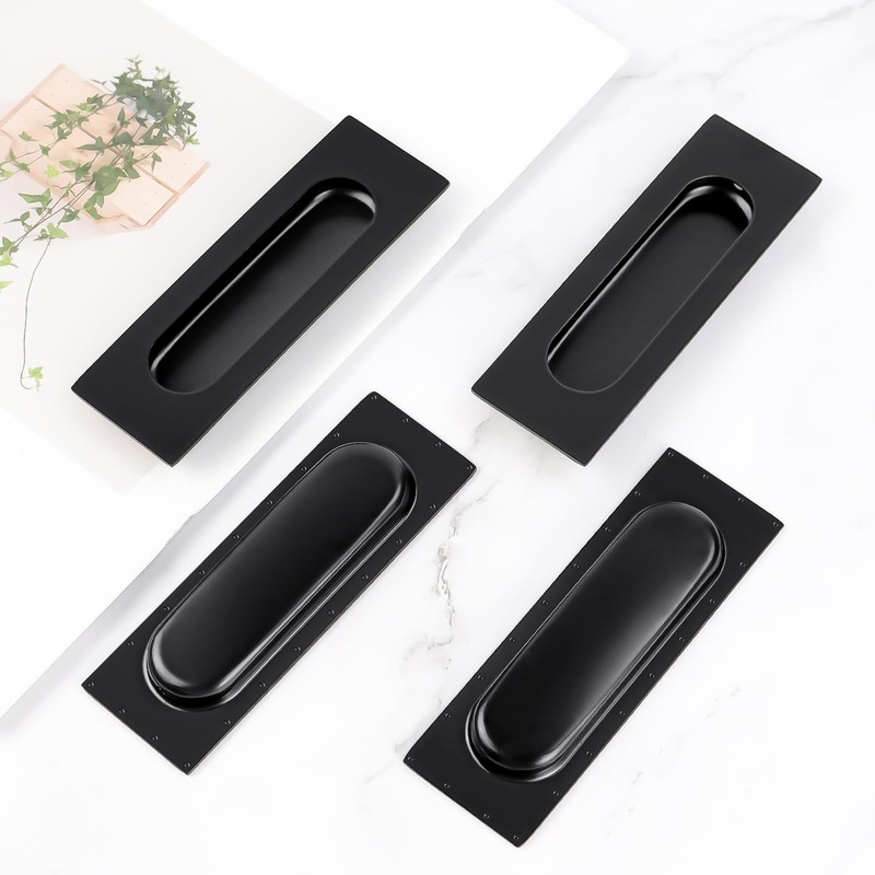 yuntop Black Sliding Closet Door Handles Recessed Finger Flush Pulls