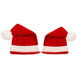 June Bloomy Christmas Santa Hat 2pc Mom and Baby Winner Knit Hats Family Matching Crochet Hats(Red White)