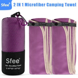 Sfee 2 Pack Microfiber Travel Towel, Quick Dry Towel Camping Towel Beach Towel Super Absorbent Compact Lightweight Sports Towel Gym Towel Set for Beach, Gym, Hiking, Pool, Backpacking, Bath, Yoga