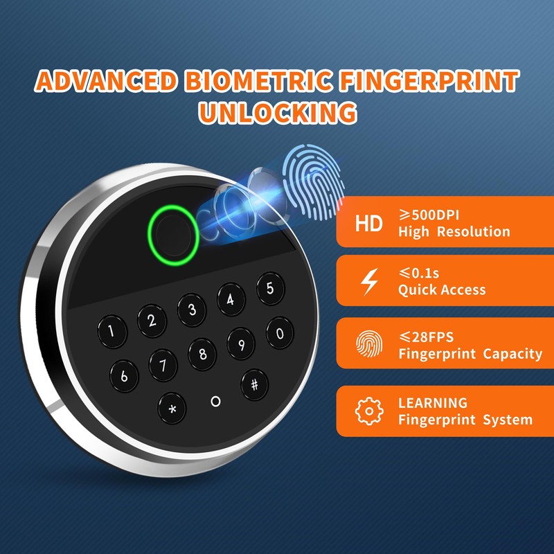 HSGCJS Biometric Fingerprint Safe Box with Digital Keypad, Security Safe
