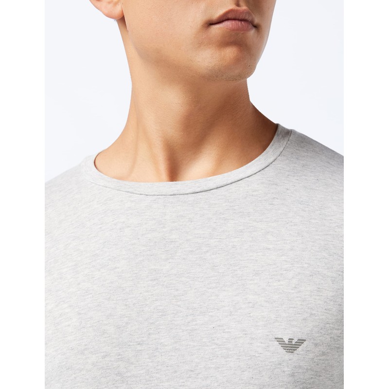 Emporio Armani Men's Basic Stretch Cotton Long-Sleeved T-Shirt, grey melange