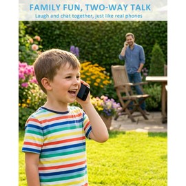 SciFiKids Toy Phone for Kids 2 Pack, Rechargeable Two-Way Voice Walkie Talkie Phones, One-Button Talk, Clear Sound, Screen-Free Pretend Toys with Fun Stickers for Boys Girls Indoor Outdoor Play