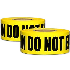 Yellow Caution Do Not Enter Tape 2 Pack 3 inch X 1000 feet • Bright Yellow with a Bold Black Print for High Visibility • Tear Resistant Design