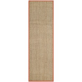 Safavieh Natural Fiber Collection NF114Y Border Basketweave Seagrass Accent Rug, 2' x 3', Rust