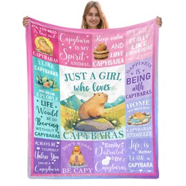 AJIIUSV Capybara Blanket Gifts for Girls 50x60 Inch Throw Blankets, Capybara Gifts, Just A Girl Who Loves Capybara Blanket, Gifts for Capybara Lovers for Christmas Birthday Decorations
