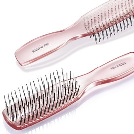 MR.GREEN Hair Brush Crystal Scalp Massage Combs Volumizing Hair Styling Fine Tooth Detangling Tool For Long Wet Dry Hair Women Gift (Pink, Large)