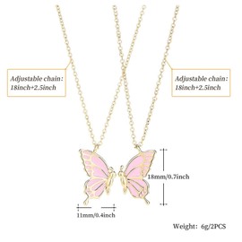 2 PCS Best Friend Necklaces Magnetic Butterfly Matching Necklaces for Best Friends Long Distance Birthday Christmas Gifts (Color 3, One Size)