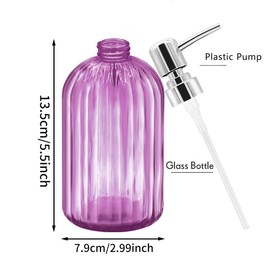 Soap Dispenser - 2 Pack 14 Oz Kitchen Soap Dispenser with Pump, Bathroom Transparent Soap Dispenser Bottle for Hand Soap, Dish Soap or Lotion (Purple)